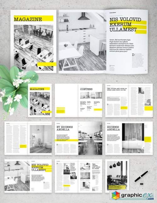  Magazine Layout with Yellow Accents 