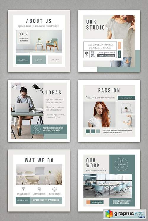  Mint and White Social Media Post Layout with Pale Peach Accents 