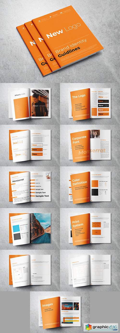  Orange and White Brand Guidline Brochure Layout 