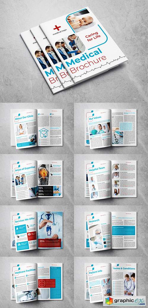  Medical Brochure Layout with Blue and Red Accents 