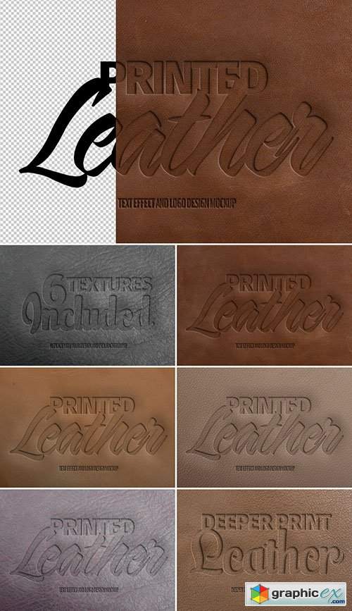  Embossed Leather Texture Effect Mockup 