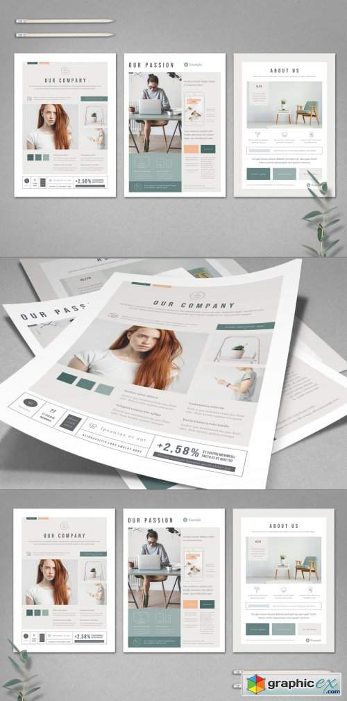  Mint and White Flyer Layout with Pale Peach Accents 
