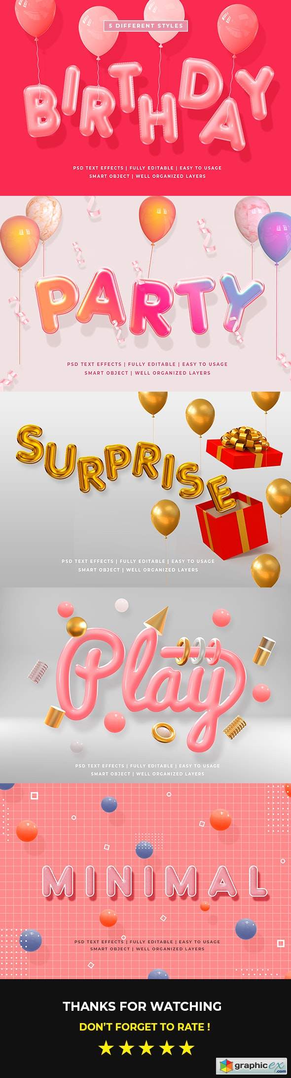 Birthday Party 3d Text Style Effect Mockup 