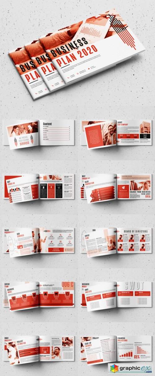  Business Plan Layout with Red Accents 