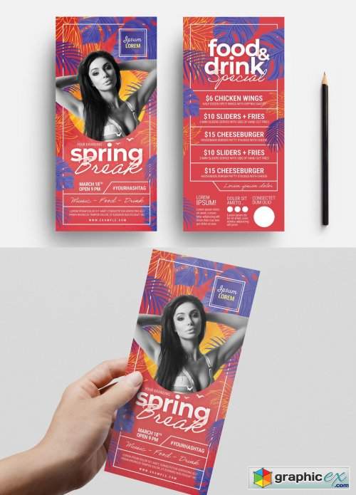  Flyer Layout with Tropical Leaf Illustrations 
