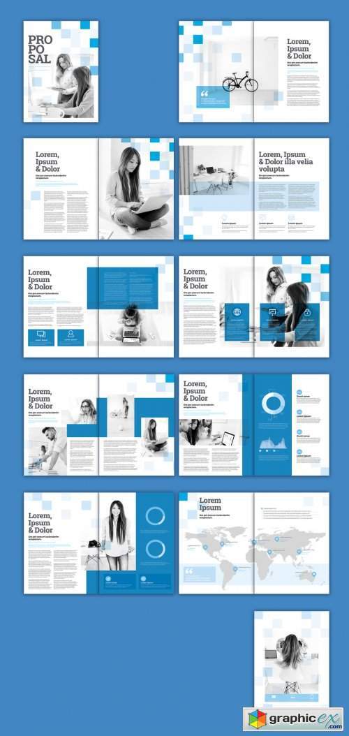 Multipurpose Brochure Layout with Blue Squares