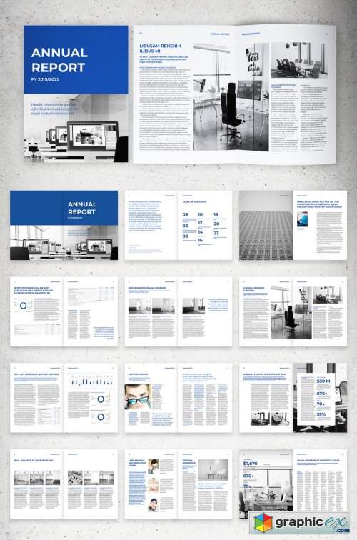  Traditional Corporate Report Layout with Blue Accents 