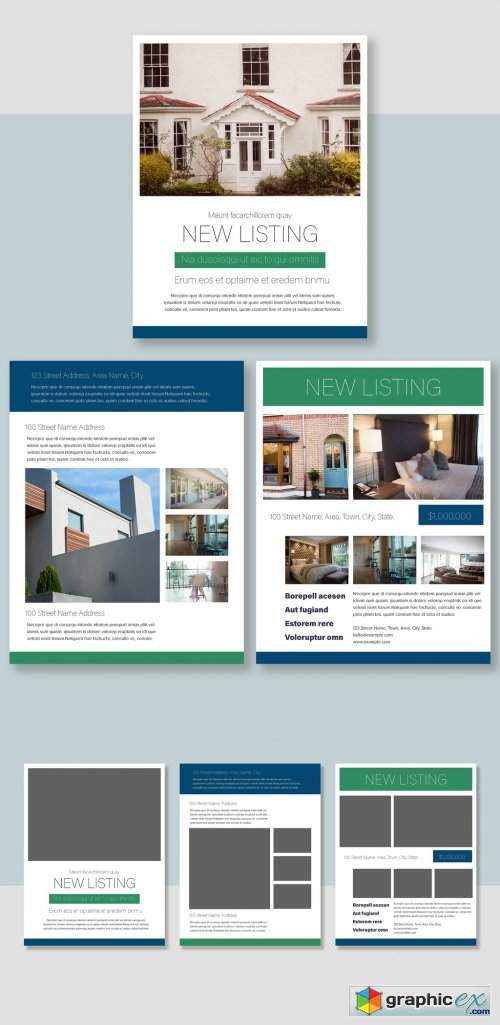 Brochure Layout with Blue and Green Accents