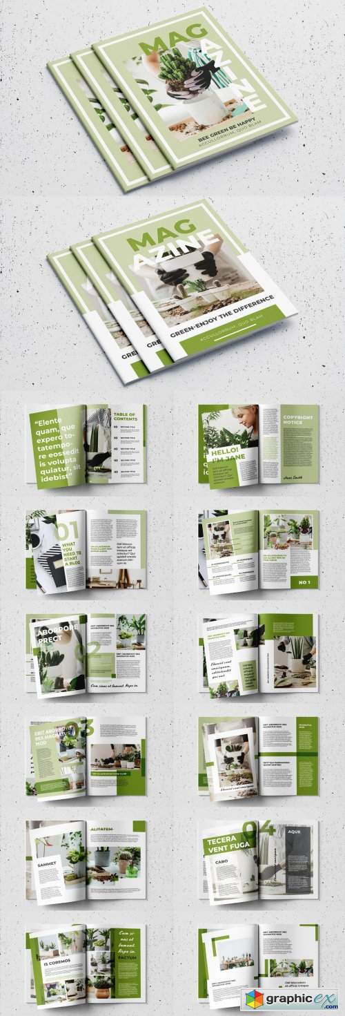  Creative Magazine Layout with Green Accents 