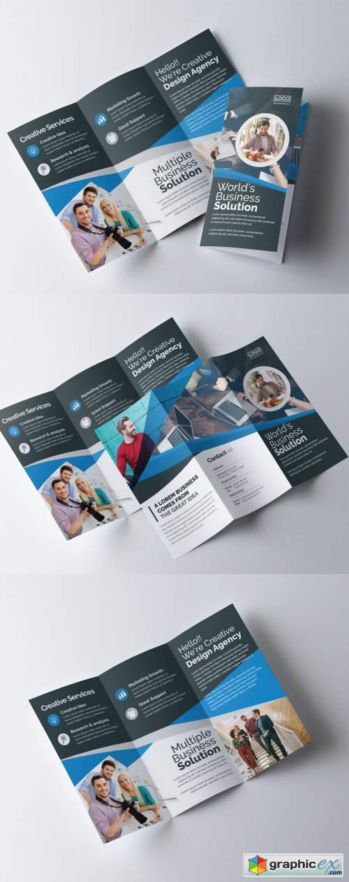  Blue Corporate Trifold Brochure Template Layout 