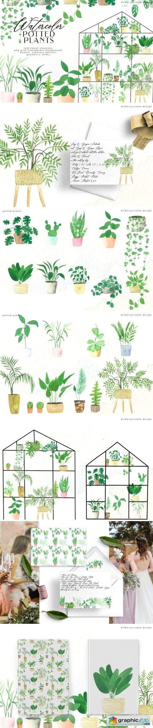 Watercolor Cozy Potted Plants