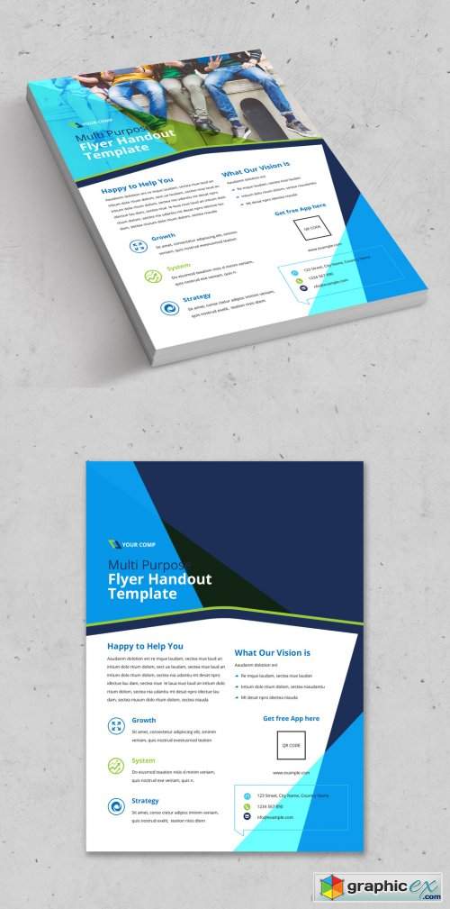  Flyer Layout with Blue and Green Accents 