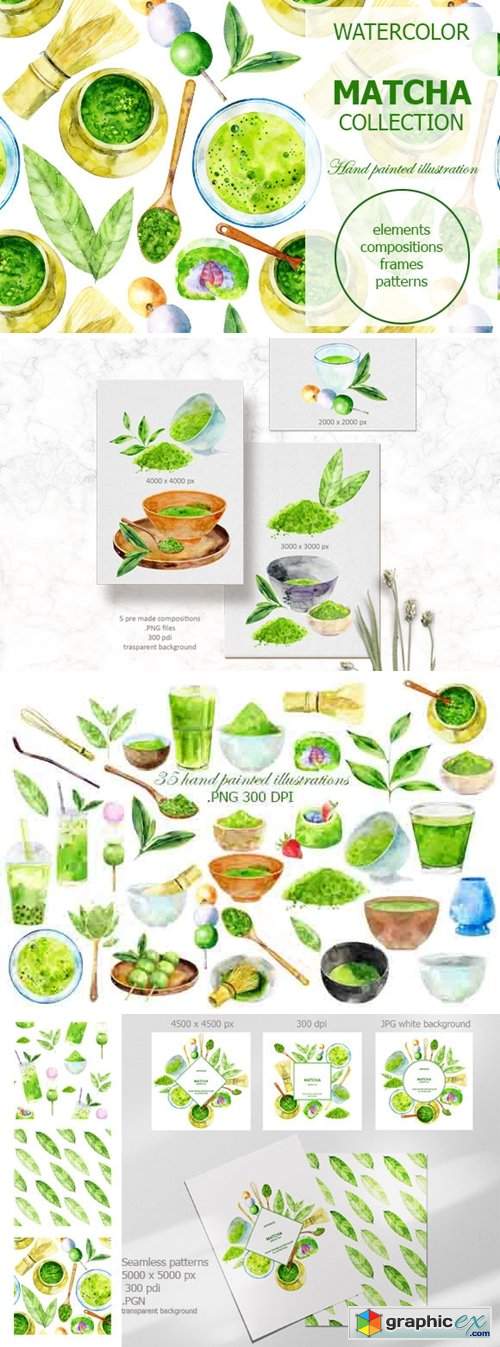  Watercolor Matcha Collection 