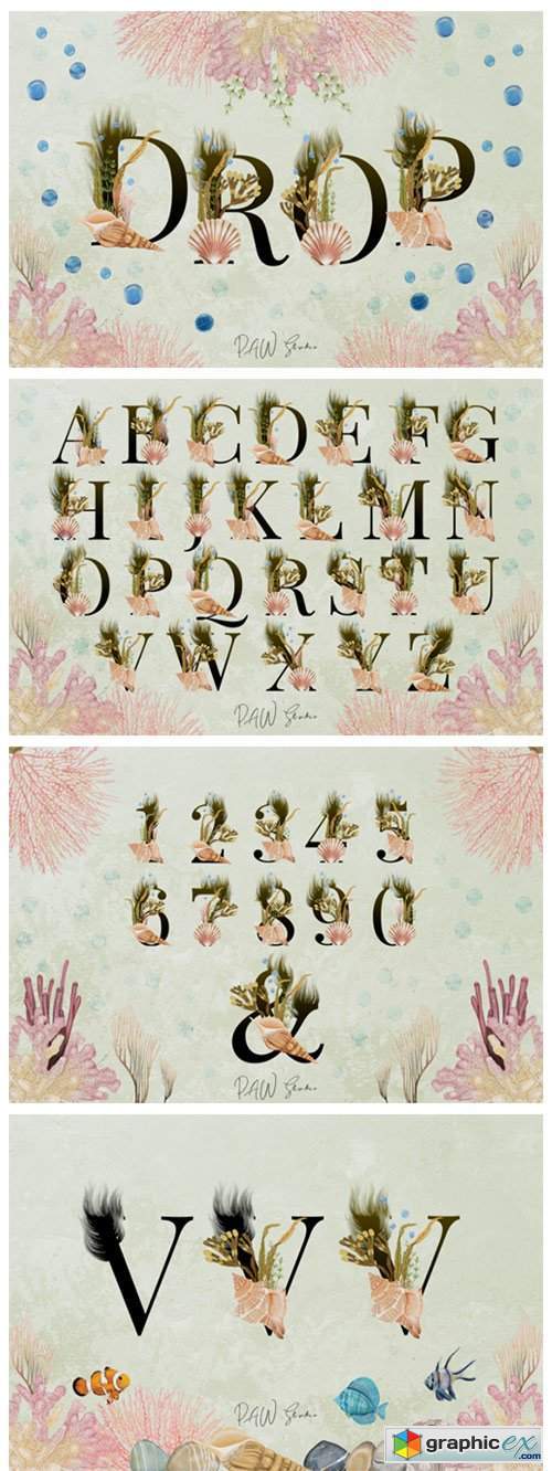 Marine Alphabet Clipart Letters Numbers