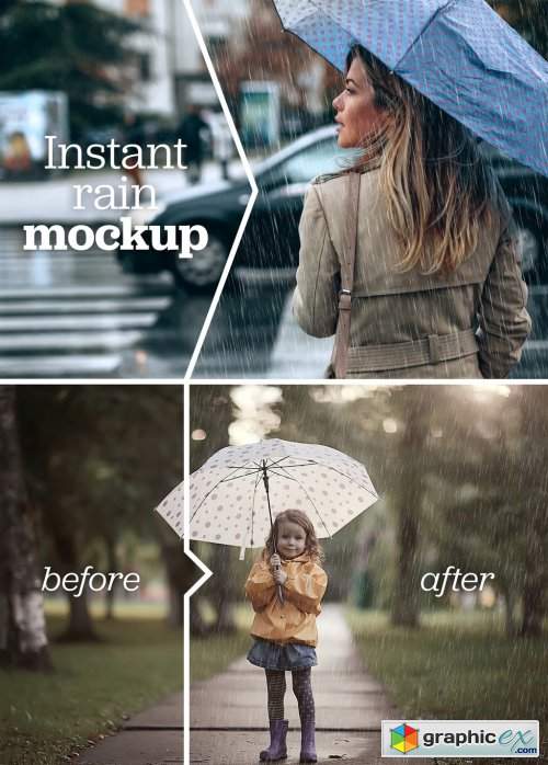  Image Overlay Rain Effect Mockup 