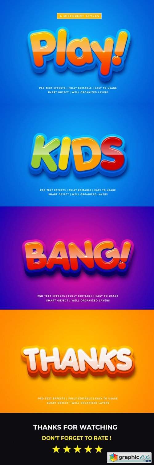 Cartoon Colorful 3d Text Style Effect Mockup