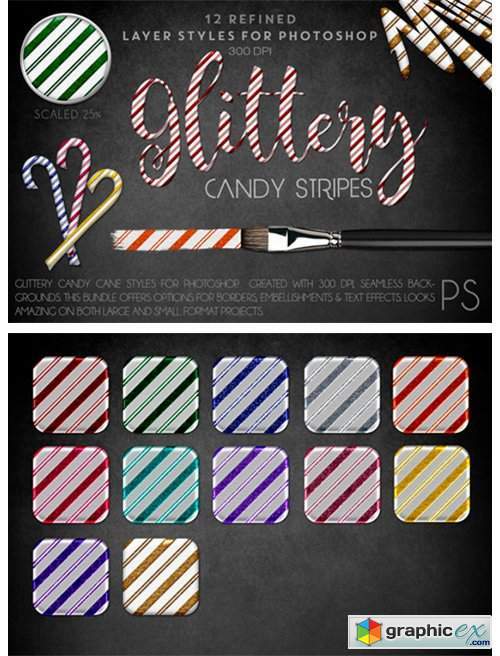 Glittery Candy Stripes