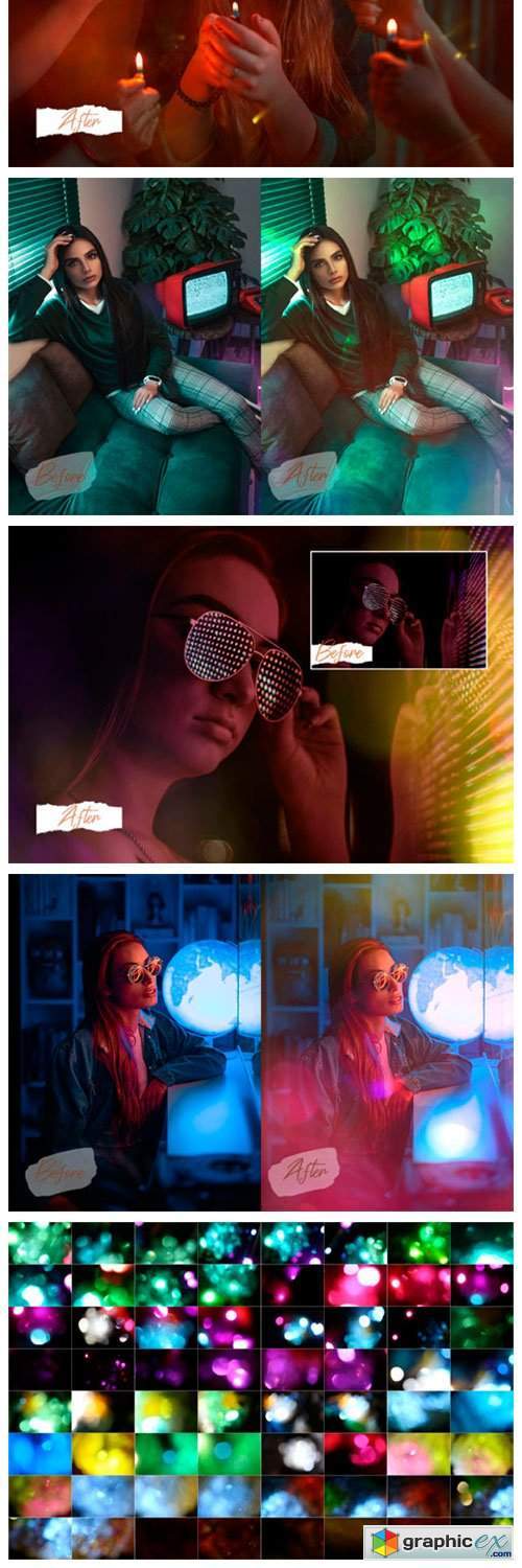 120 Colorful Light Leak Photoshop Effect