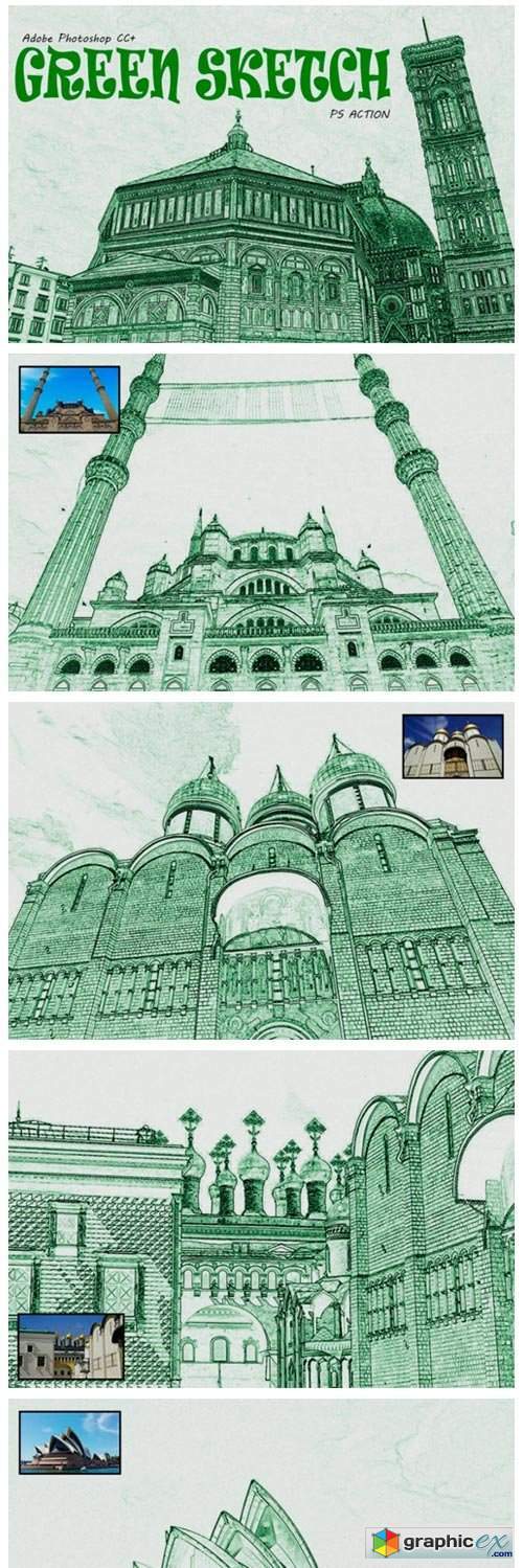 Green Color Sketch Effect