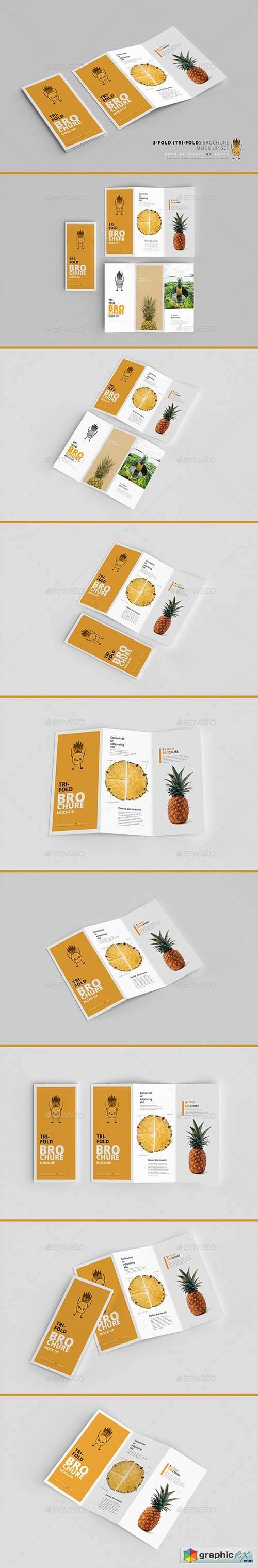 3-Fold (Tri-Fold) Brochure Mockups 