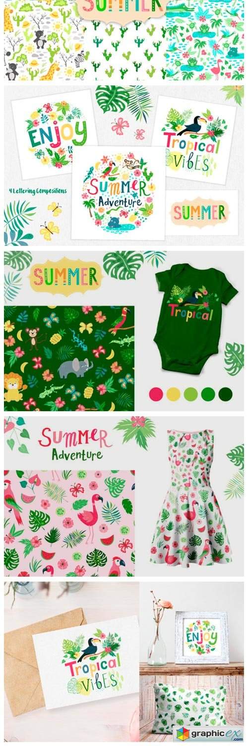  Summer Tropical Cute Vector Pack 
