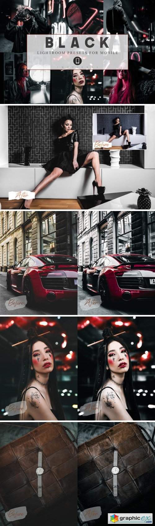 6 Mobile Lightroom Presets Black Luxury