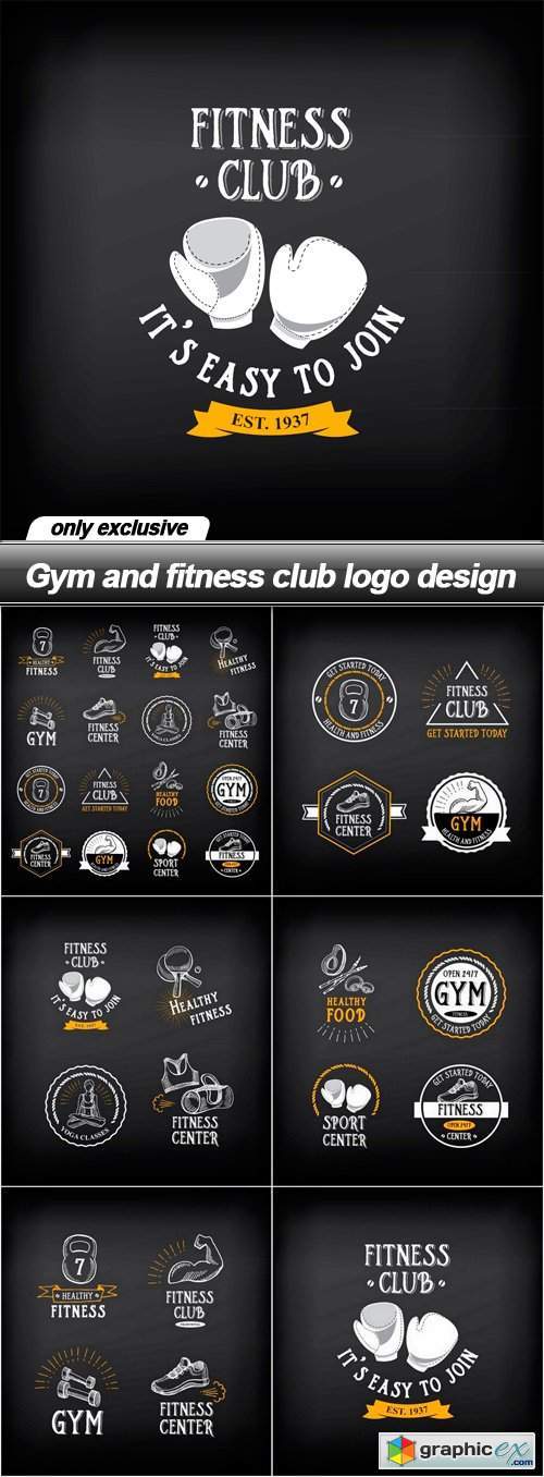 Gym and fitness club logo design - 6 EPS