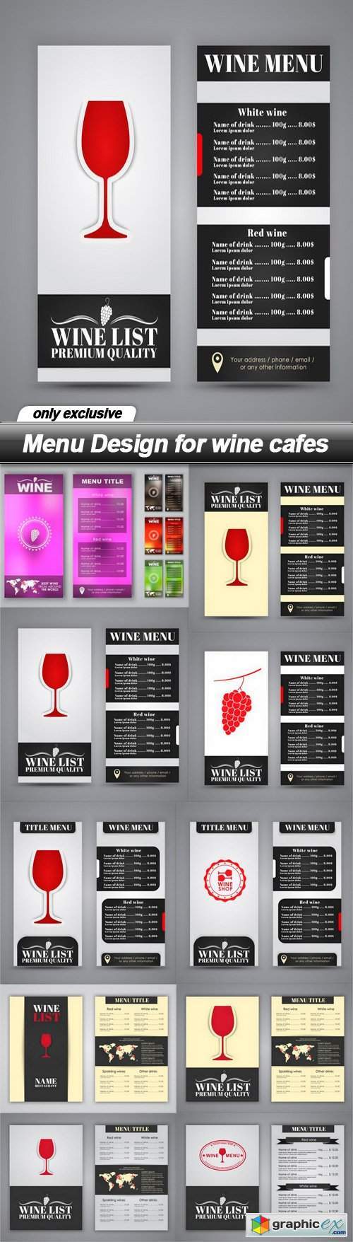 Menu Design for wine cafes - 10 EPS