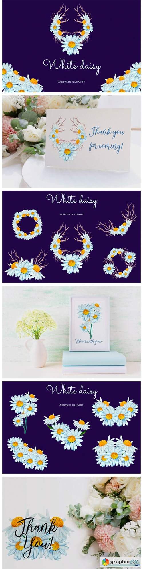  Set of 10 Acrylic Daisy Bouquets 