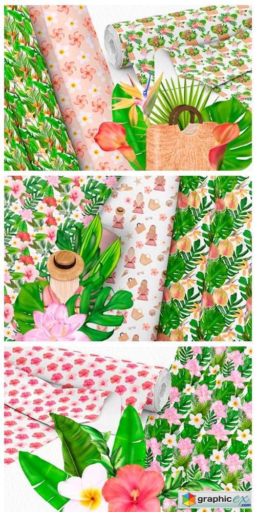 Exotic Tropical Seamless Patterns Summer