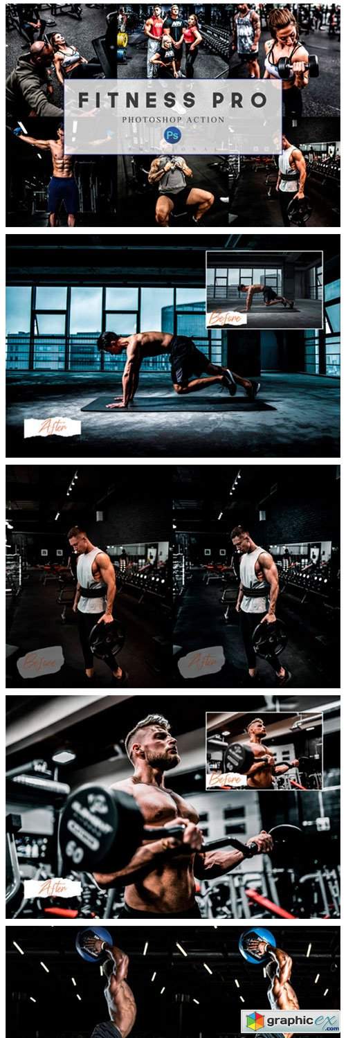  12 Photoshop Actions ACR LUT Fitness Pro 