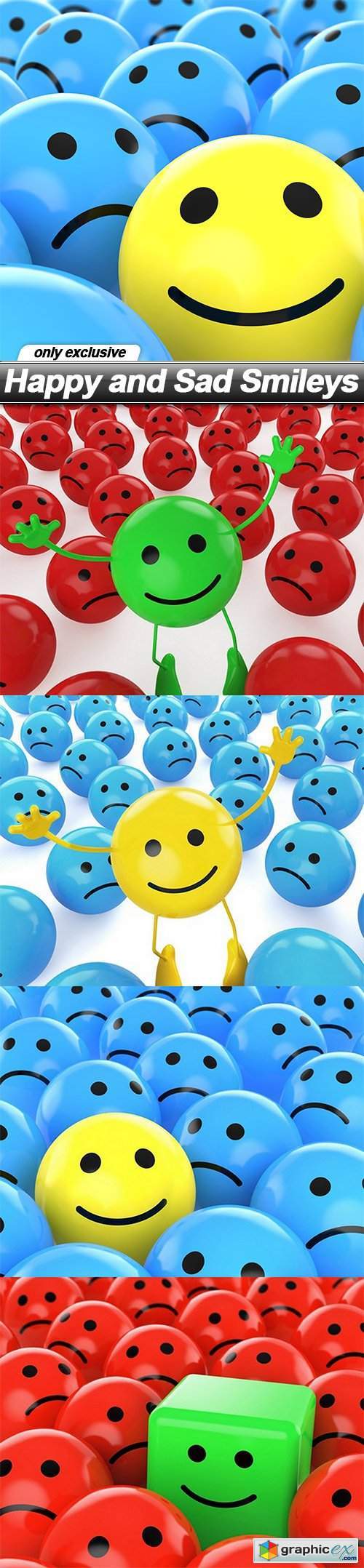 Happy and Sad Smileys - 5 UHQ JPEG