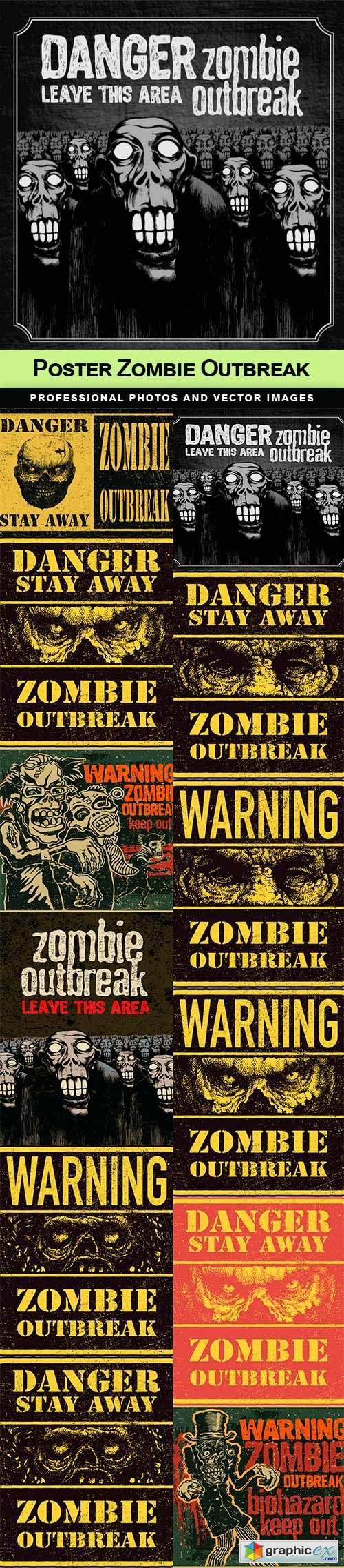  Poster Zombie Outbreak - 12 EPS 