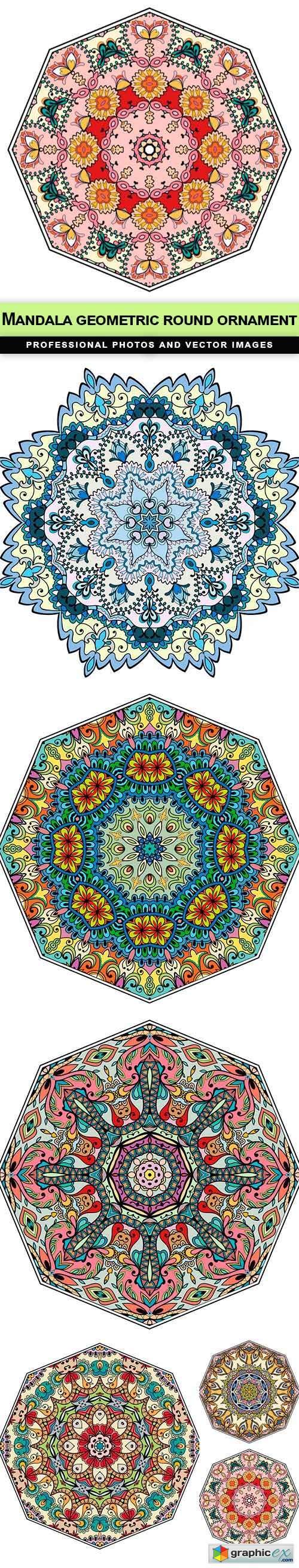 Mandala geometric round ornament - 6 EPS