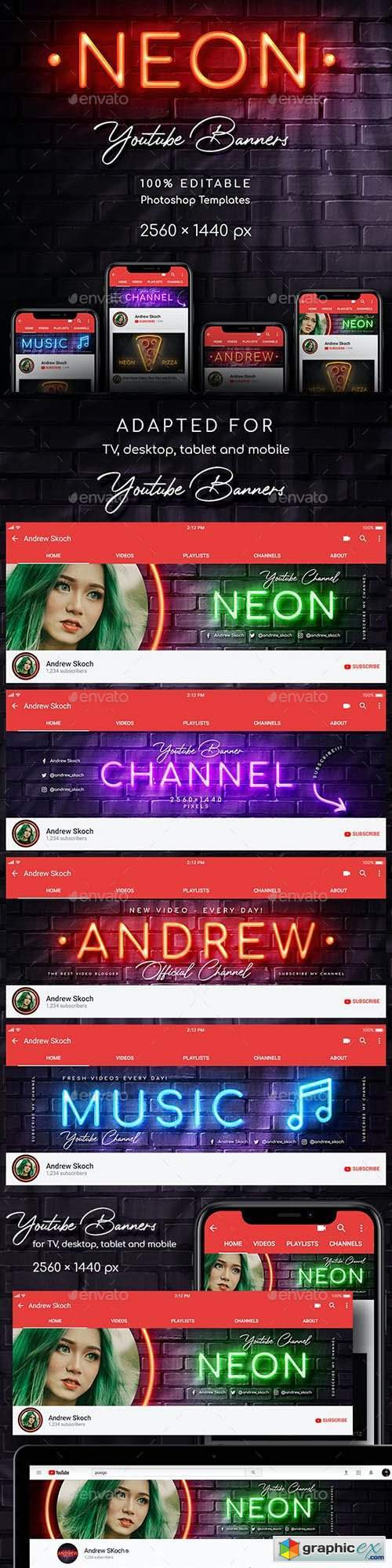 Neon YouTube Channel Art