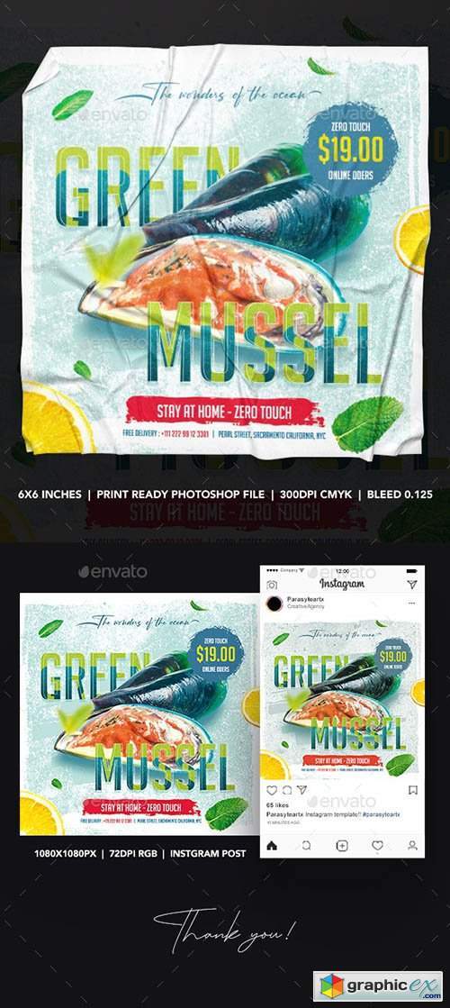 Seafood Square Flyer & Instagram Post