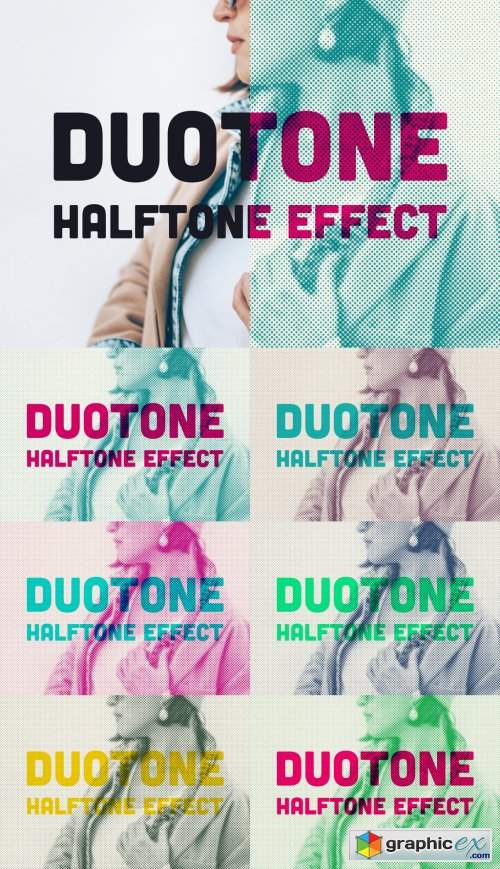  Halftone Duotone Mockup Effect 