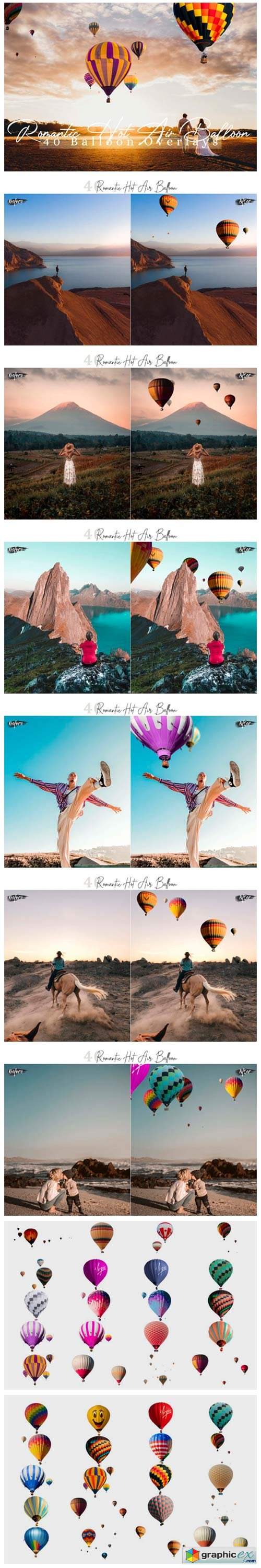  40 Romantic Hot Air Balloon Overlays 