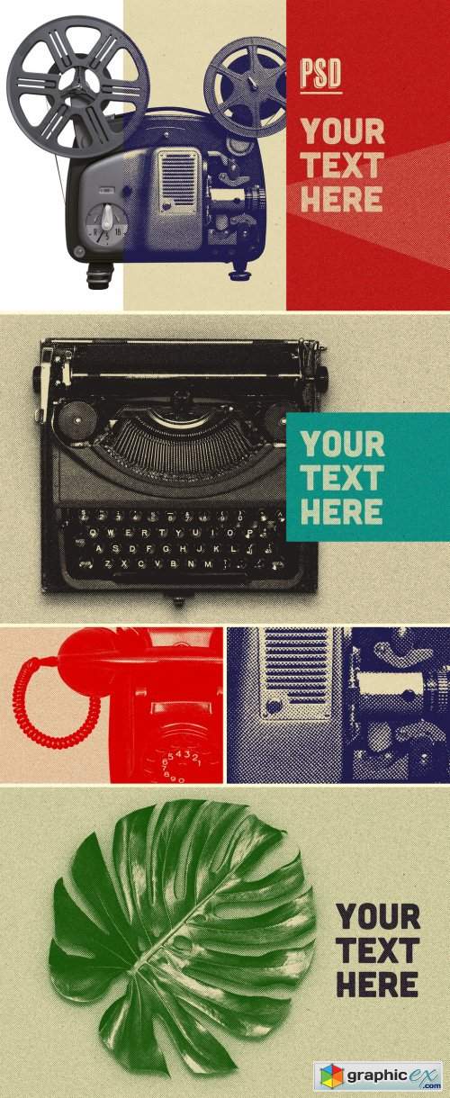  Vintage Press Effect Mockup 