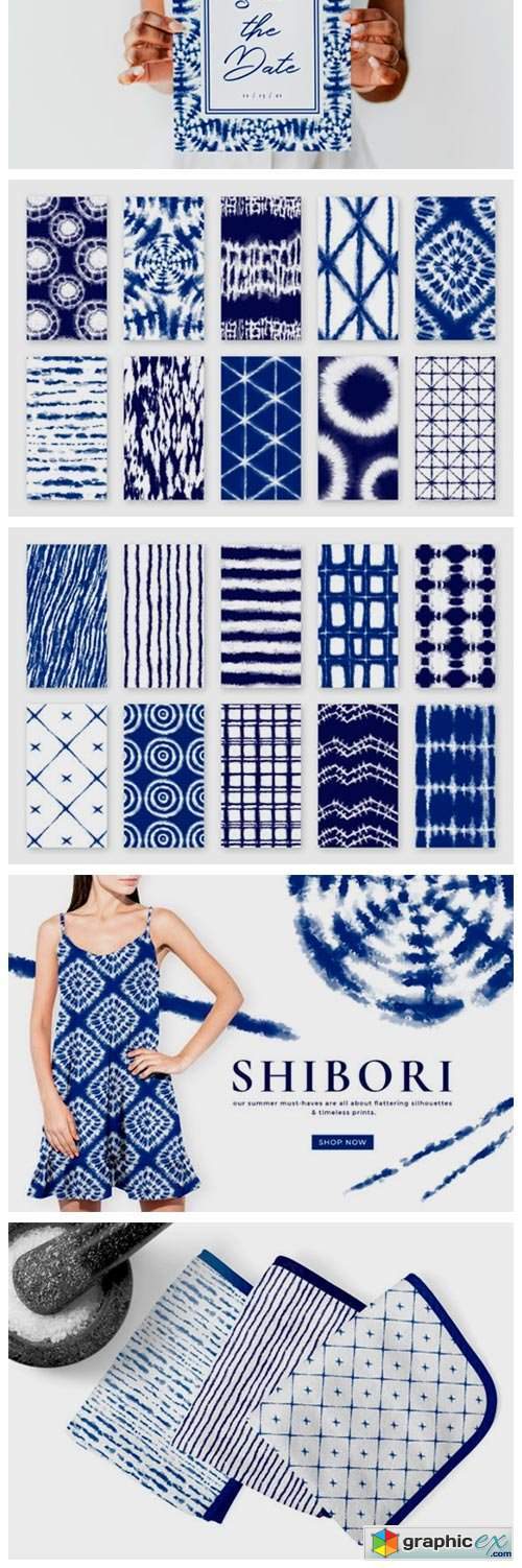 Shibori Tie Dye Seamless Patterns