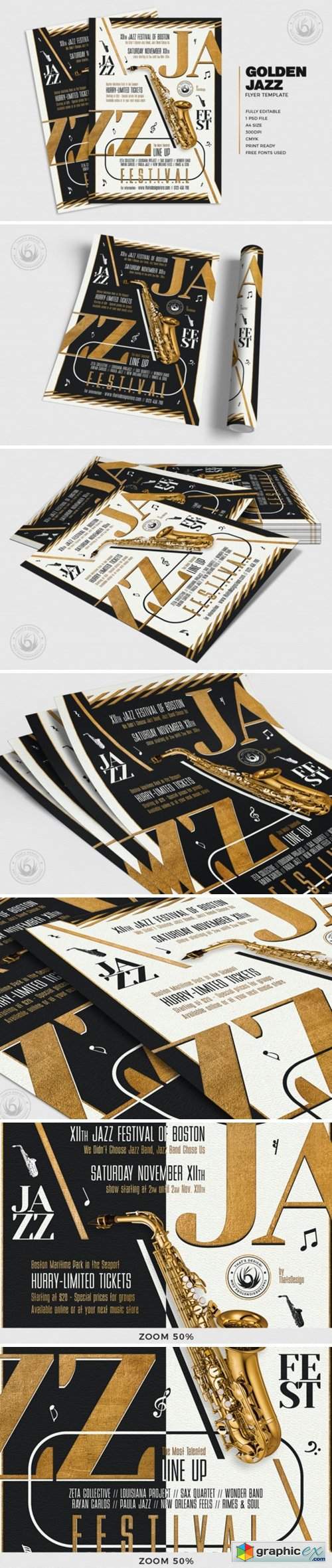 Golden Jazz Flyer Template V3