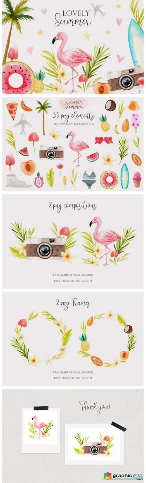 Watercolor "Lovely Summer" Clipart