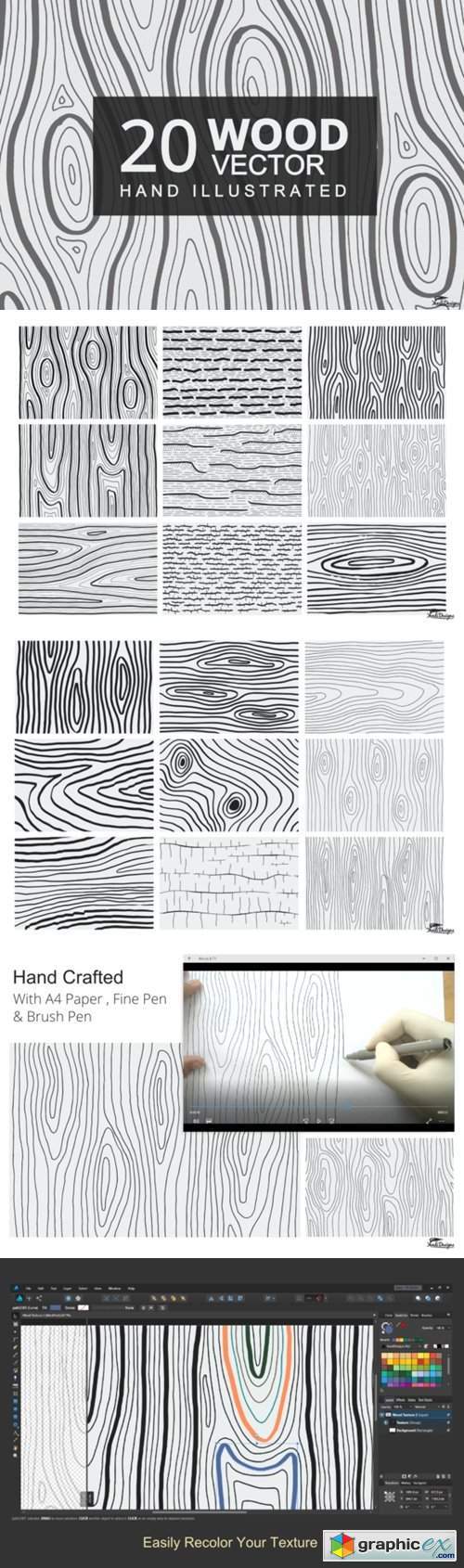 Hand Illustrated Wood Texture Vector