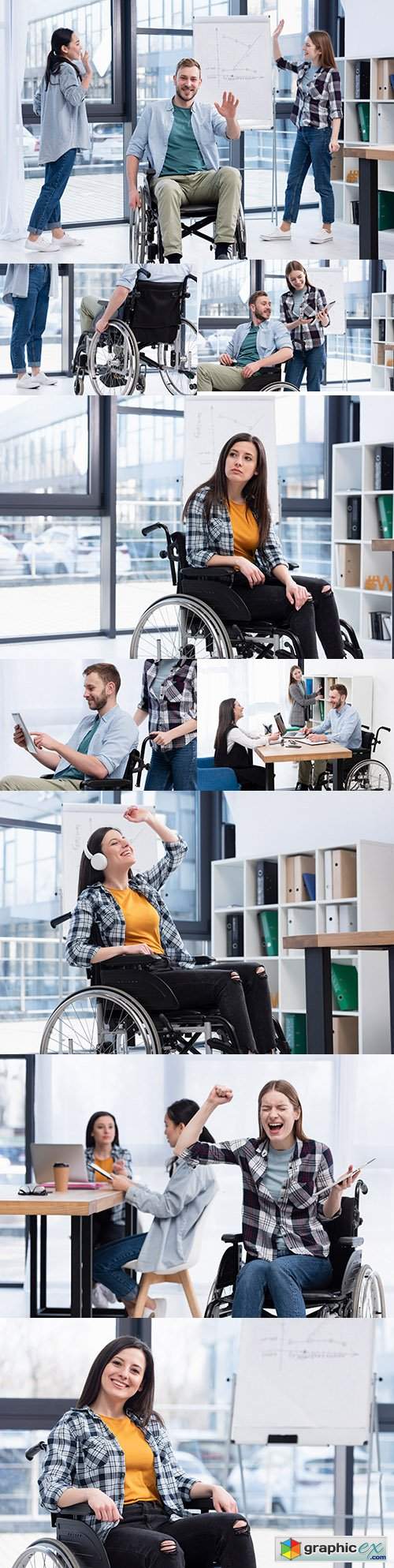  Business people with disabilities at work in office 