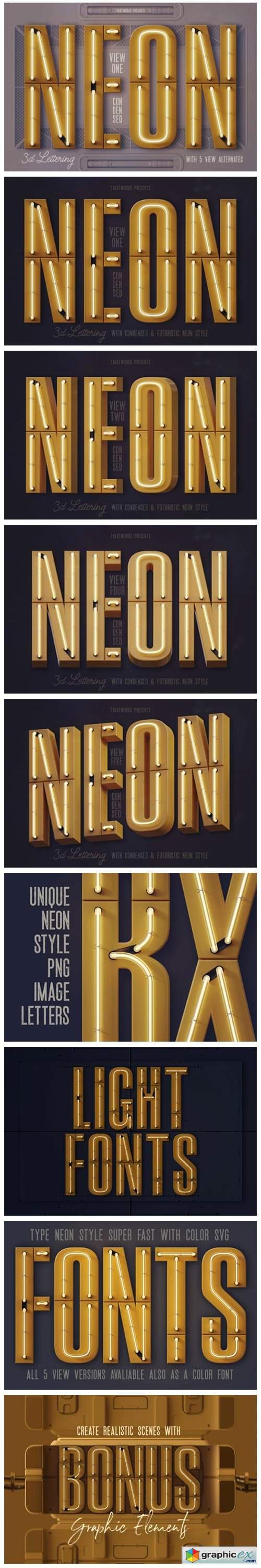 Condensed Neon 3D Lettering