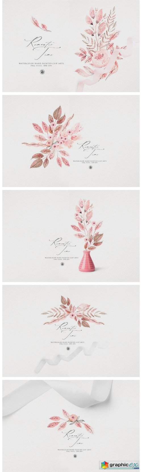  Romantic Time - Watercolor Floral Set 