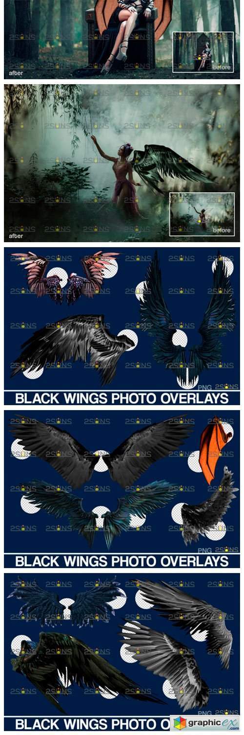 Realistic Black Angel Wings Photoshop