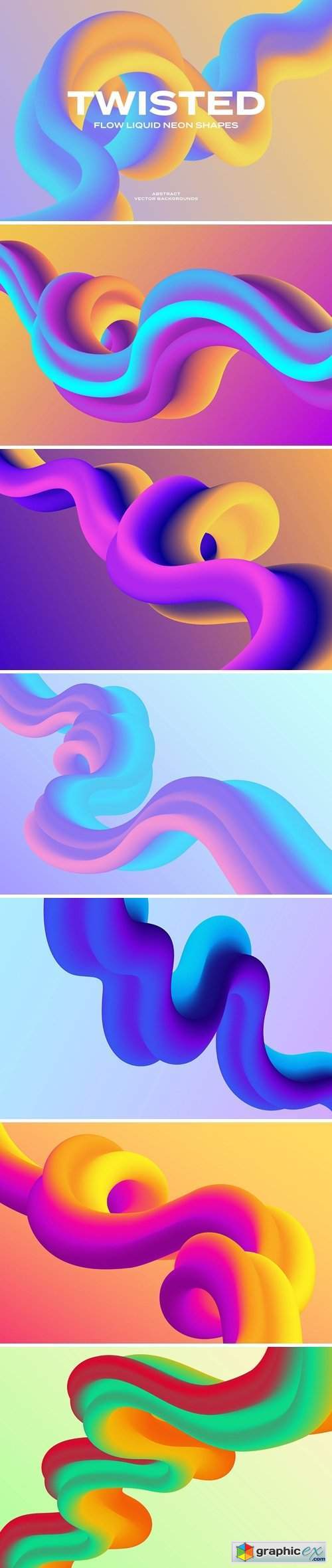 Twisted Neon Shapes Vector Backgrounds