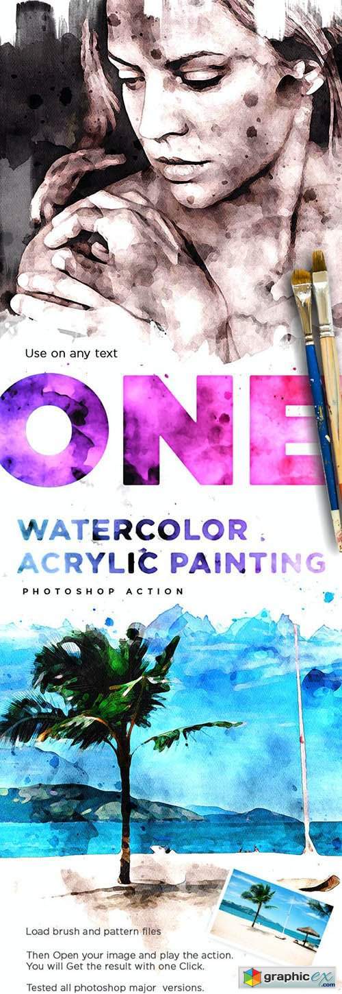 Watercolor Acrylic Painting - Photoshop Action