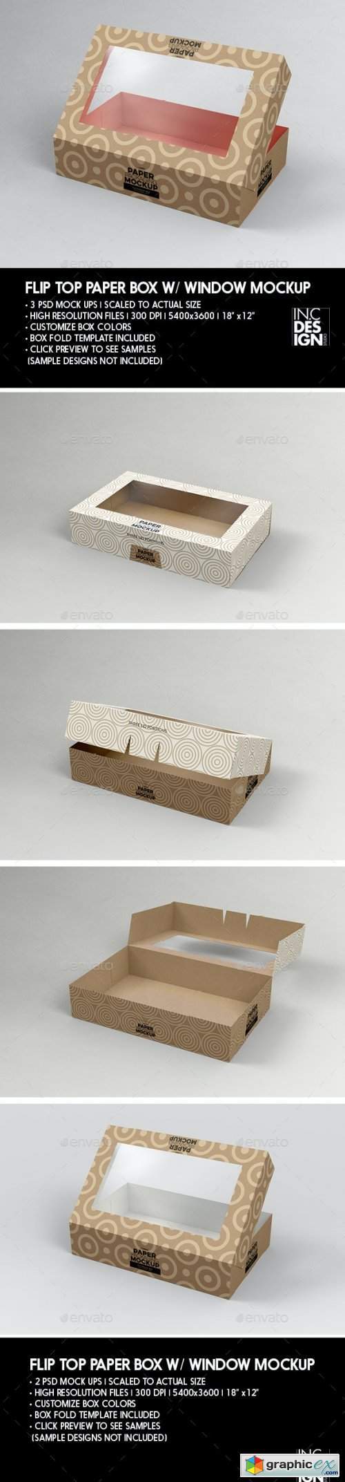 Paper Flip Top Box with Window Packaging Mockup